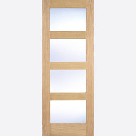 Liberty Internal Oak Shaker Nevis Clear Glazed 4L Door Fully Finished