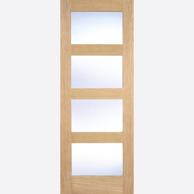 Liberty Internal Oak Shaker Nevis Clear Glazed 4L Door Fully Finished