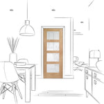 Internal Oak Shaker Door With Clear Glass Unfinished