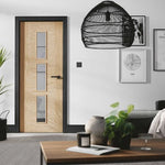 Internal Oak Sofia 3L Pre-Finished Door With Clear Glass