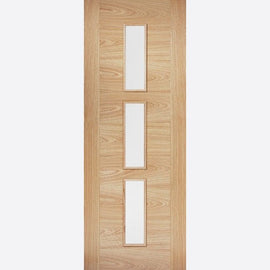 Internal Oak Sofia 3L Pre-Finished Door With Clear Glass