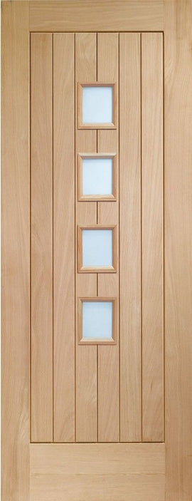 Internal Oak Suffolk Original Unfinished 4Light Door With Obscure Glass