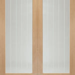 Internal Oak Suffolk Rebated Pair Of Doors With Clear Etched Glass