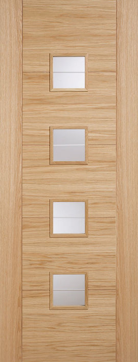 Internal Oak Vancouver 4L Glazed Door Brilliant Cut Pre-Finished