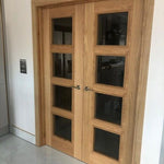 Internal Oak Vancouver Glazed Door With 4L Clear Glass Pre-Finished
