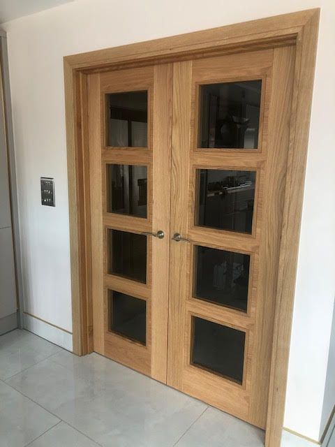 Internal Oak Vancouver Glazed Door With 4L Clear Glass Pre-Finished