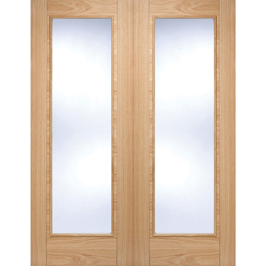 Internal Oak Vancouver Pattern 10 Glazed Pair Of Doors