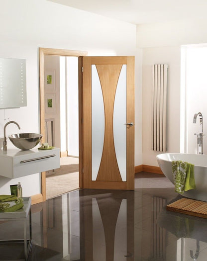 Internal Oak Verona Glazed Fire Door With Clear Glass FD30