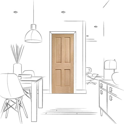 XL Joinery Prefinished Oak Victorian 4 Panel Fire Door