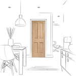 Internal Oak Victorian 4 Panel Fire Door Unfinished