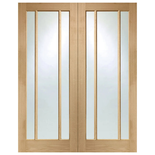 XL Joinery Internal Oak Worcester Pair Of Doors With Clear Glass