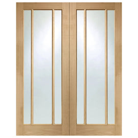 Internal Oak Worcester Pair Of Doors With Clear Glass