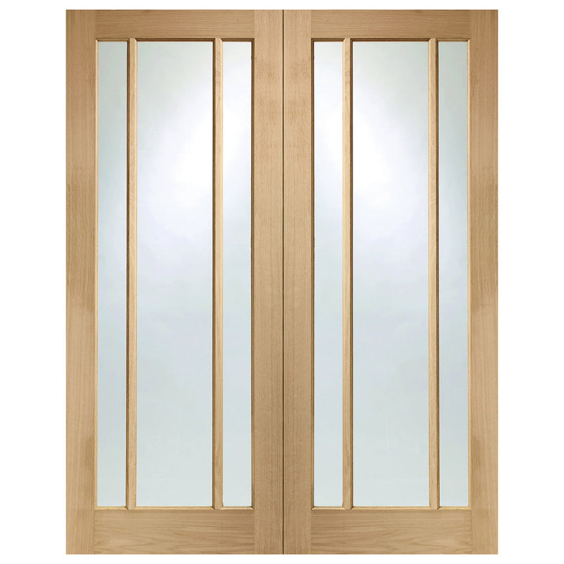 Internal Oak Worcester Pair Of Doors With Clear Glass
