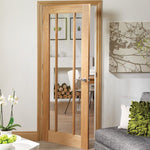 Internal Oak Worcester Pre-Finished Door With Clear Glass