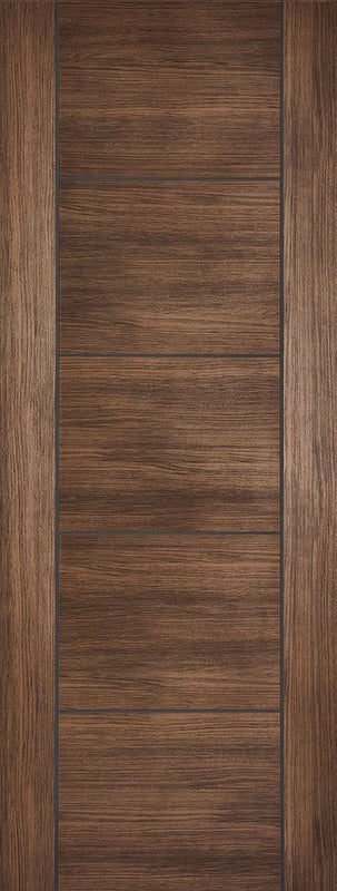 Internal Walnut Vancouver 5 Panel Laminate Door Fully Finished