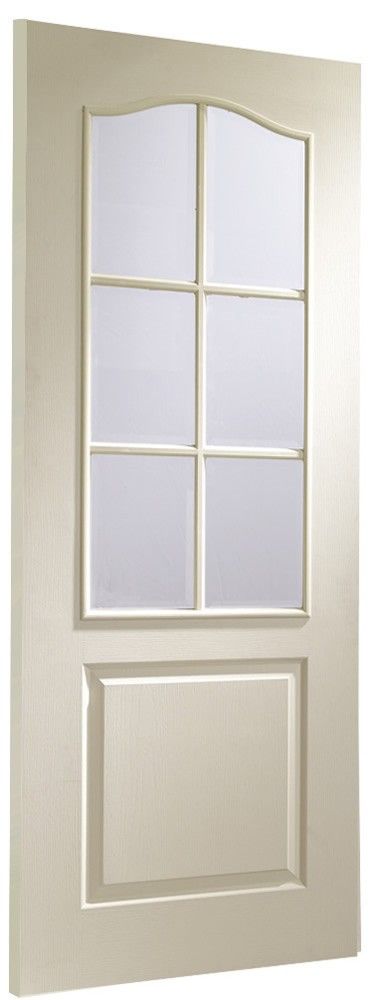 Internal White Moulded Classique 6 Light Door With Clear Bevelled Glass