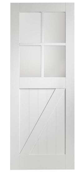 Internal White Primed Cottage Door With Clear Glass Half Glazed
