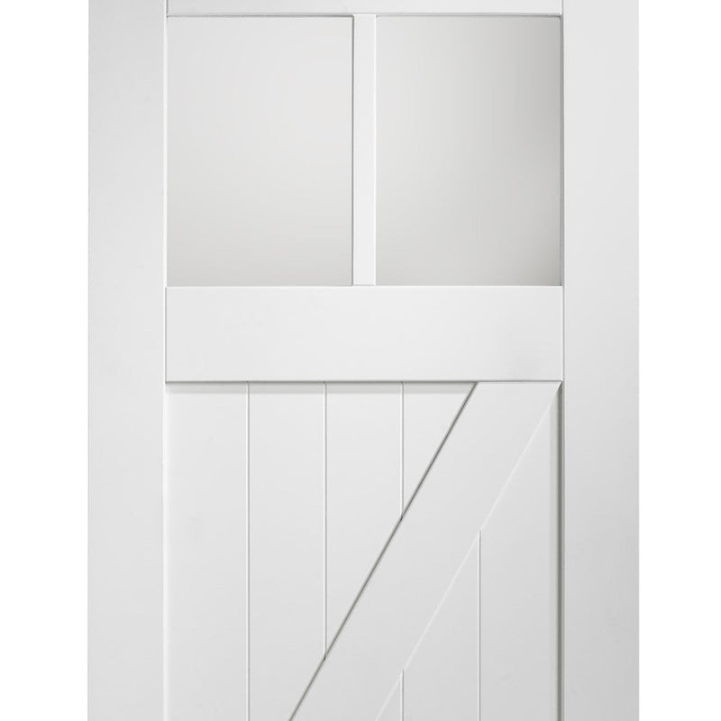Internal White Primed Cottage Door With Clear Glass Half Glazed