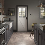 Internal White Primed Cottage Door With Clear Glass Half Glazed