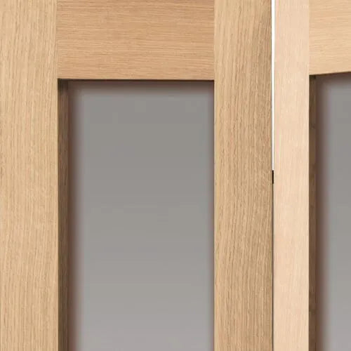 Liberty Internal Oak Fuji Shaker Clear Glass Bi-Fold Door