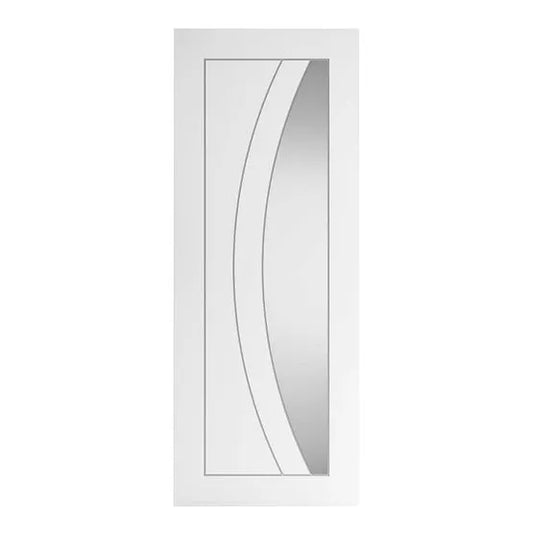 Liberty Sicily Contemporary White Primed Clear Glass Internal Door