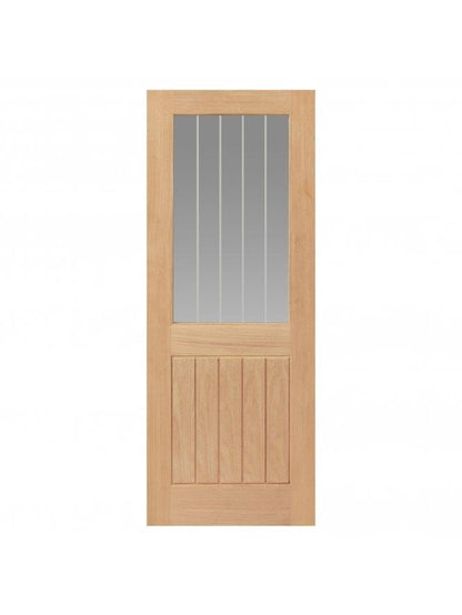 Liberty Internal Oak Thames Glazed Door Clear Glass With Etched Lines