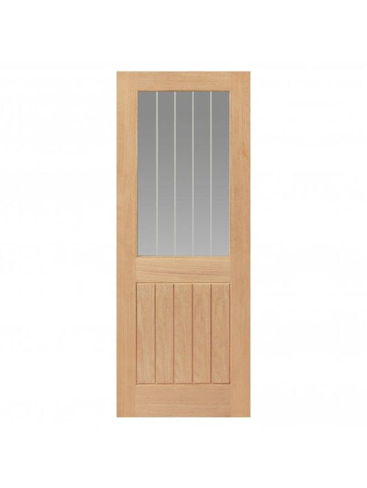 Liberty Internal Oak Thames Glazed Door Clear Glass With Etched Lines