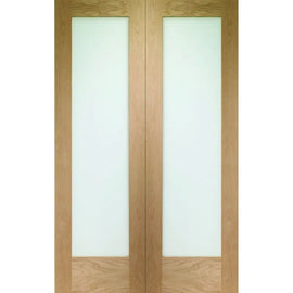 Internal Oak Pattern 10 Glazed Pair Of Doors With Clear Glass