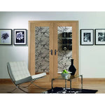 Internal Oak Pattern 10 Glazed Pair Of Doors With Clear Glass