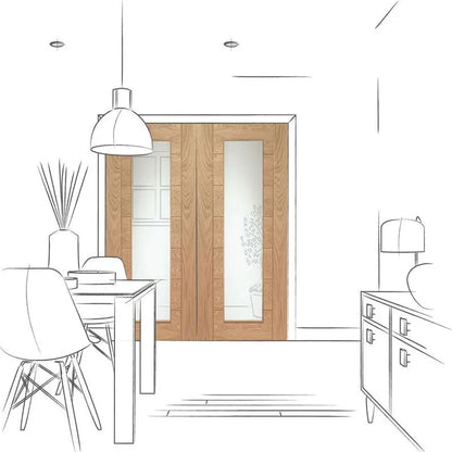 Internal Oak Palermo Rebated Pair Of French Doors With Clear Glass