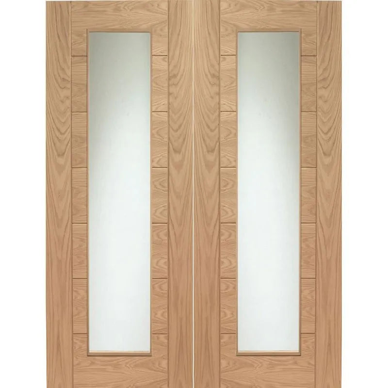 Internal Oak Palermo Rebated Pair Of French Doors With Clear Glass
