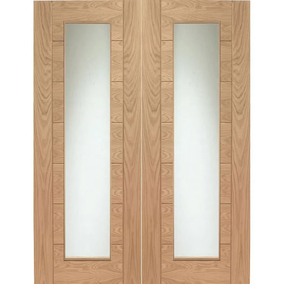 Internal Oak Palermo Glazed Pair Of French Doors With Clear Glass