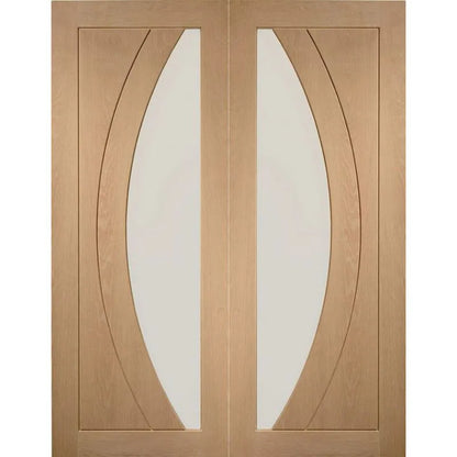 Internal Oak Salerno Glazed Pair Of Doors With Clear Glass