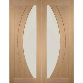 Internal Oak Salerno Glazed Pair Of Doors With Clear Glass